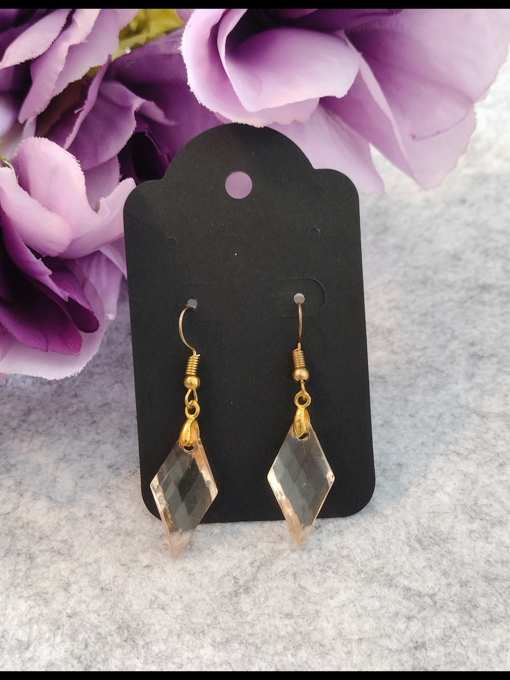 🌸2/$12🌸 Gold-Tone Clear Peach Crystal Style Drop Earrings